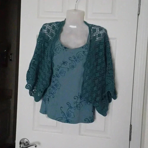 🏍BLUE Skirt, top and knitted cardigan🎉 - Picture 5 of 11